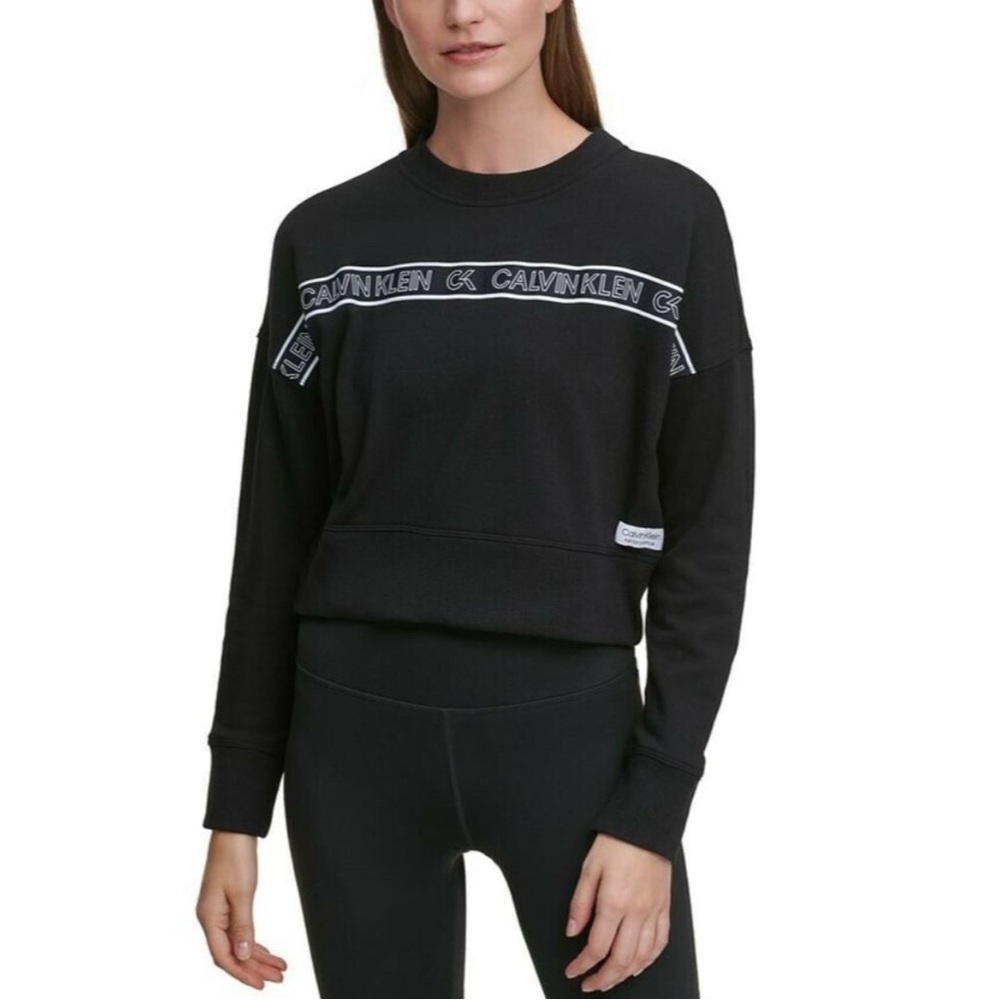 Calvin Klein Performance Crop Sweatshirt Black Size XS LOGO
NWT